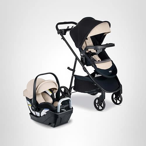 Britax Willow Brook S+ Baby Travel System, Infant Car Seat and Stroller Combo with Alpine Base, ClickTight Technology, SafeWash Insert and Cover, Sand Onyx