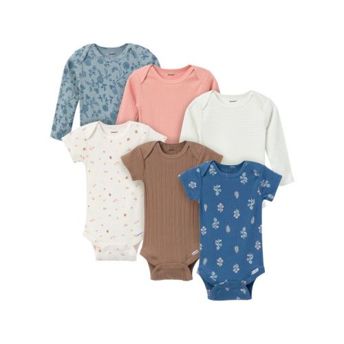 Gerber Baby Girls' 6-pack Onesies Bodysuits, Garden Floral, 12 Months