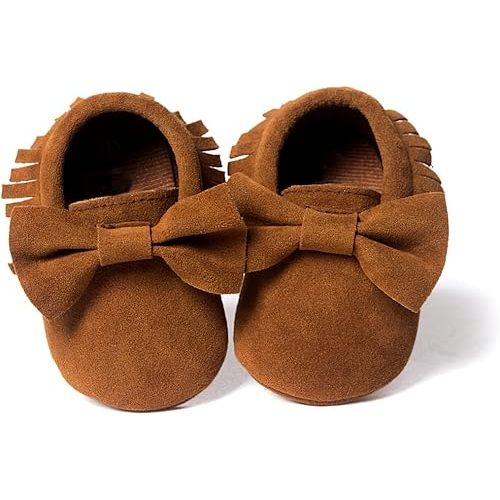 CENCIRILY Infant Baby Fringe Moccasin Slipper Boys Girls Tassel Suede Leather Toddler Sneakers Soft Sole First Walking Loafers Crib Shoes