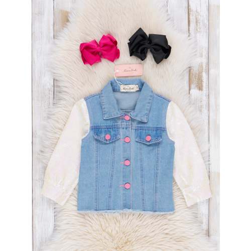 12-18 months Sparkle Sleeve Denim Jacket