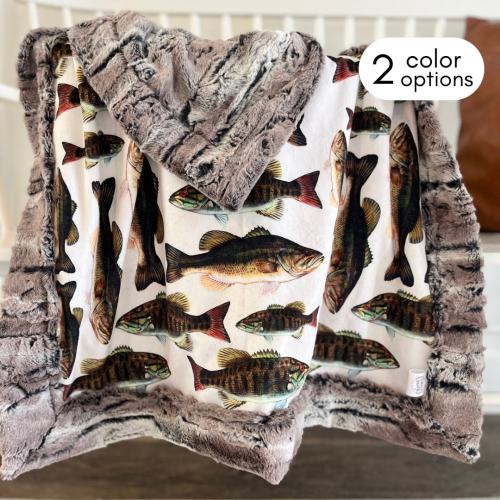 Fishing Blanket for Boy Gift for Fisherman Smallmouth Bass Fishing Grandpa Gift for Dad Fishing Baby boy Minky Blanket Fishing Cabin Decor