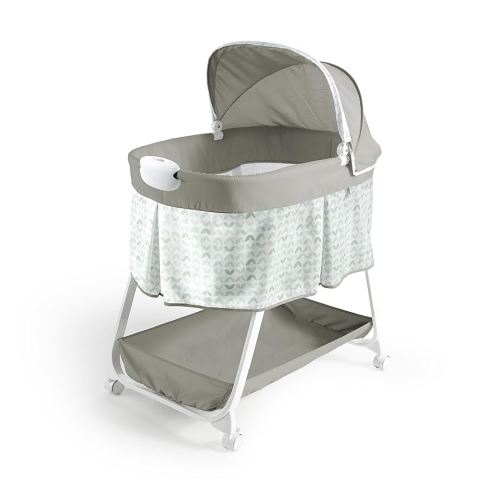 Ingenuity: ity by Ingenuity Snuggity Snug Bedside Baby Bassinet - Soothing Vibrations Portable Crib with Storage Basket - Nimbu