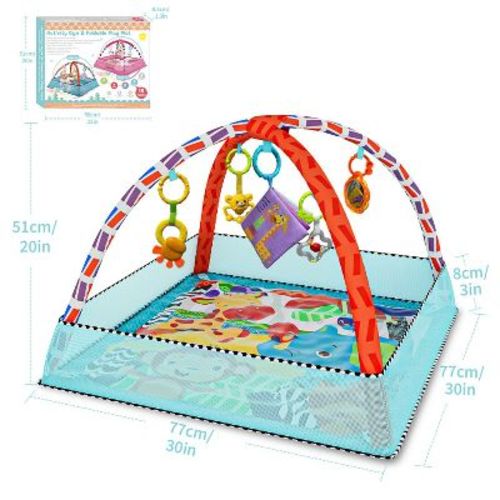 BabyBond 8-in-1 Baby Gym Play Mat, Tummy Time Mat with 5 Sensory Toys, Ball Pit for Stage-Based Motor Skills & Sensory Development,Pink