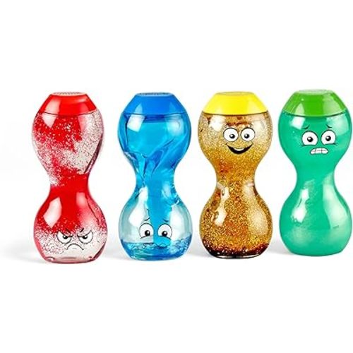 hand2mind Express Your Feelings Sensory Bottles- Primary Emotions, Toddler Sensory Toys, Quiet Fidget Toys, Play Therapy Toys, Calm Down Corner Supplies, Calming Corner, Social Emotional Learning