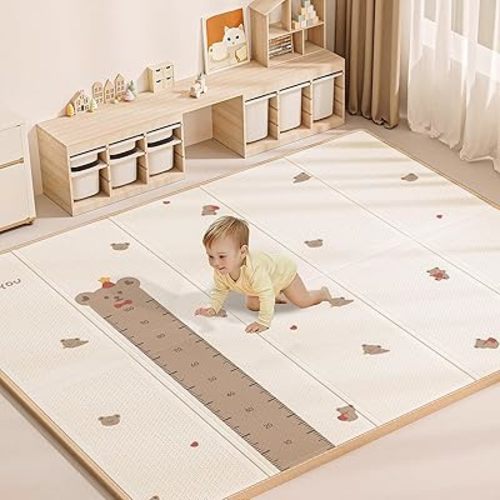 79x59 in Foldable Baby Play Mat,Waterproof Baby Playpen Mat,Portable Anti-Slip Baby Playmat,Thick Foam Floor Play Mat for Babies &Toddlers & Kids,Reversible Baby Crawling Mat for Indoor&Outdoor(Home)