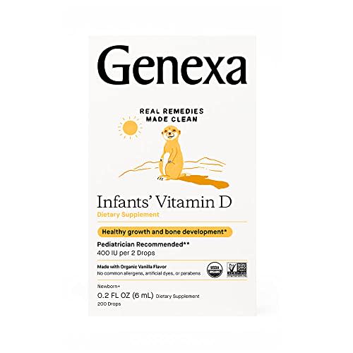 Genexa Infants’ Vitamin D Drops - 270 Servings (3pk) - Promotes Healthy Growth - Organic, Gluten Free & Non-GMO