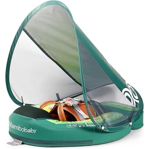 Upgread Mambobaby Float with UPF 50+ Sun Protection Canopy Big Buoyancy Non-Inflatable Solid Baby Swim Pool Float for Ages 3-24 Months (Avocado Green)