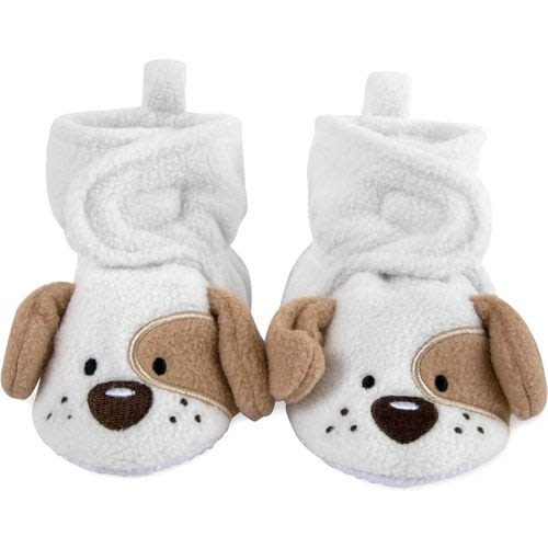 Cozy Fleece Baby Booties- Sherpa Baby Crib Booties Soft Soled Winter Shoes Unisex Fleece Booties Baby Boy, Baby Girl 0-6 Months - 0-1 Infant - Dotted Puppy Dogs