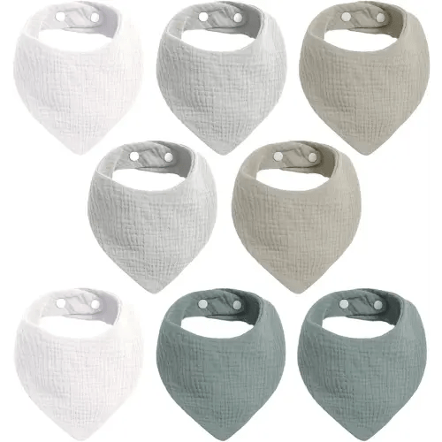 Cherub Baby Bandana Bibs for Boys, 8 Pack Muslin Baby Bibs for Drooling and Teething, Super Absorbent Drool Bibs for Baby Boy, Soft Baby Boy Bibs