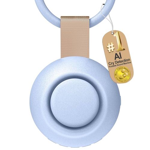 2025 Mom's Choice Awards, Portable Sound Machine for Baby Adult, AI Cry Detection, 18 Soothing Sound, Bluetooth Rechargeable White Noise Machine for Home Office Travel, Nursery Light, Blue