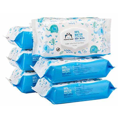 Amazon Brand - Mama Bear 99% Water Baby Wipes, Hypoallergenic, Fragrance Free, 432 Count (6 Packs of 72)