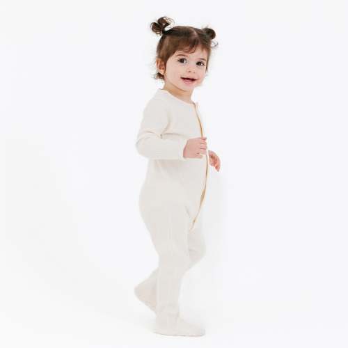 whipped cream ribbed cotton magnetic parent favorite footie – Magnetic Me