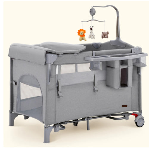 HARPPA Saimia | 5-in-1 Pack and Play Baby Bassinet Bedside Crib, Portable Playpen with Changing Table, Infant Bassinet & Crib, Compact Mini Crib with Wheels for Small Spaces, Best Pack n Play for Travel, Non-Toxic Bedside Sleeper for Newborns & Toddlers,