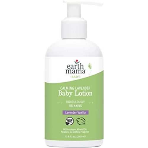 Earth Mama Calming Lavender Baby Lotion | Nourishing Organic Calendula + Rooibos for Sensitive Skin, 8 Fl Oz