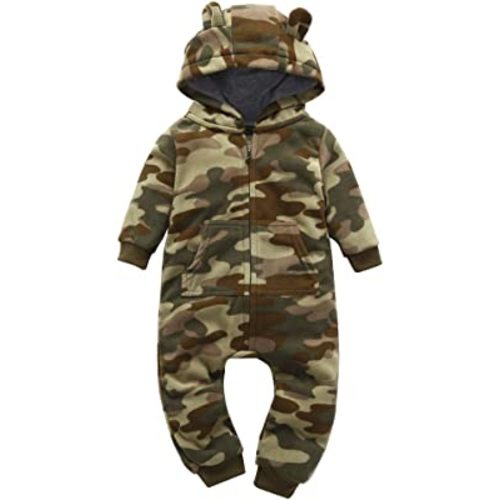 YJM Baby Camoflauge, Infant Baby Boys Camouflage Hoodie Tops +Long Pants Outfits Set Clothes 0-3Y (0-6M, Thicker Hooded Romper Jumpsuit Outfit)