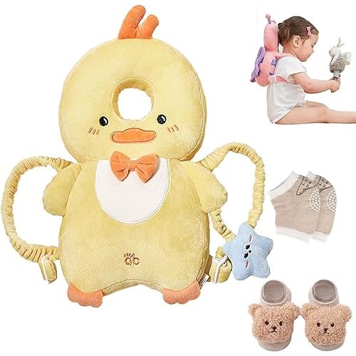 Baby Walker Head Protector Backpack Wear,Toddler Adjustable Baby Head Protection Backpack for Safety Baby Learning Walking Crawling (Chicken)