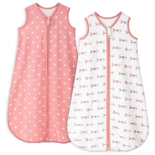 Yoofoss Baby Sleep Sack 0-6 Months TOG 1.0 Baby Wearable Blanket, 2 Pack 100% Organic Cotton Infant Toddler Sleeping Sack 2-Way Zipper Lightweight Sleep Sack