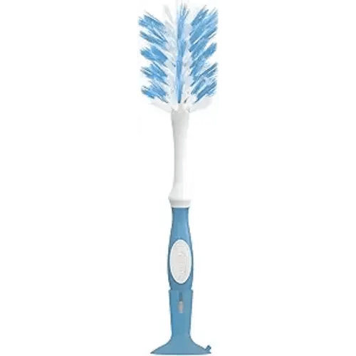 Dr. Brown's Deluxe Bottle Brush for Cleaning Baby Bottles, Nipples, and Sippy Cups with Suction Cup Stand and Vent Brush, BPA-Free, Blue, 1-Pack (Packaging and Color May Vary)