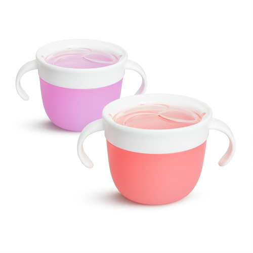 Munchkin® Snack Catcher, Holds up to 9 Ounces, 2 Pack, Pink/Purple, Unisex