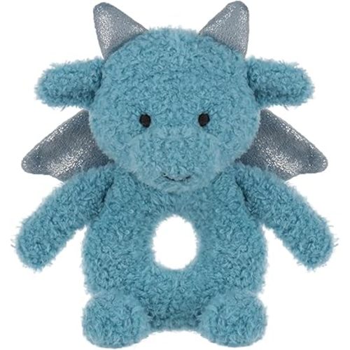 Apricot Lamb Dragon Rattle Soft Baby Rattle for Boys and Girls, Plush Stuffed Animal Rattle Toy Lovey for The Newborn, 0-3 Months, 0-6 Months and Above, 4.8 Inches (Blue)