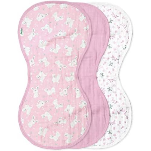 Green Sprouts Muslin Burp Cloths Made from Organic Cotton 4 Absorbent, Super Soft Layers Protect from Sniffles, Drips & Drools 100% Organic Cotton Muslin Machine Washable, Pink