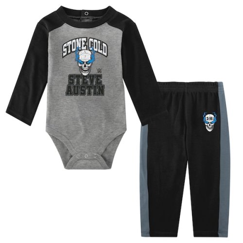 Newborn Gray/Black "Stone Cold" Steve Austin The Next Superstar Long Sleeve Bodysuit & Sweatpants Set
