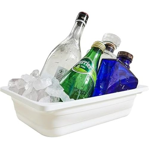 Beright Collapsible Storage Bin, Wash Basin Folding Dish Tub Sink, Space Saving for Dishing, Fruit and Camping, Hiking and Home, White, Large, 1 Pack