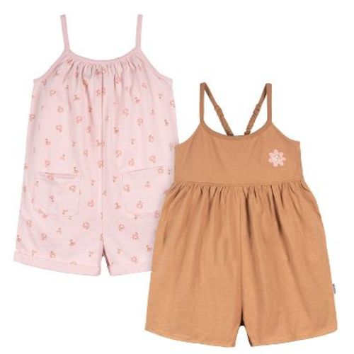 Gerber Baby Girls Toddler Sleeveless Romper Jumpsuit - Rose Pink And Dots - 12 Months - 2-piece