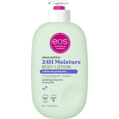 eos Shea Better Body Lotion- Crème de Pistachio, 24-Hour Moisture Skin Care, Lightweight & Non-Greasy, Made with Natural Shea, Vegan, 16 fl oz
