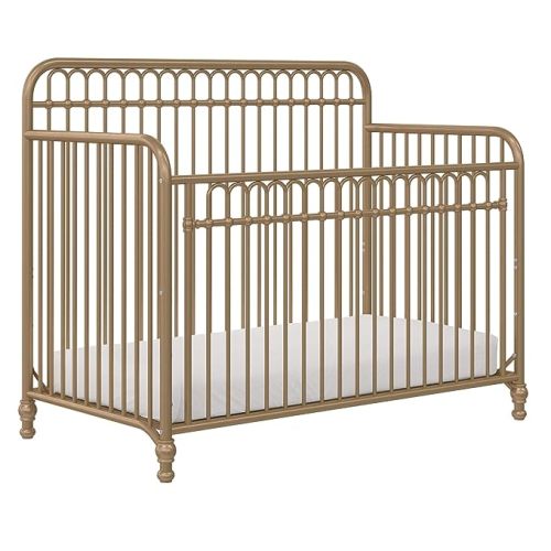 Little Seeds Ivy 3-in-1 Convertible Metal Crib, Gold