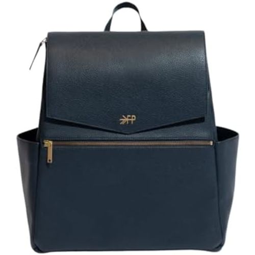 Freshly Picked Classic II Diaper Bag Backpack, Wipeable Vegan Leather Diaper Bag With Changing Pad, Convertible (Navy)