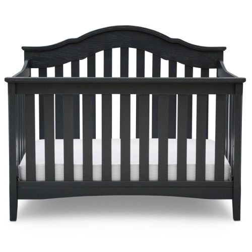 Delta Children Farmhouse 6-in-1 Convertible Crib - textured Midnight Gray