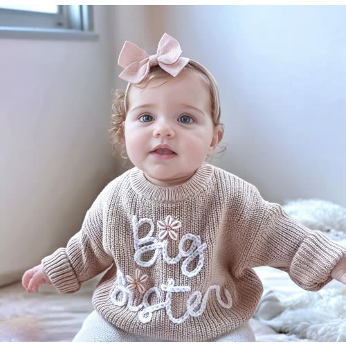 Embroidered Big Sister Sweater,Personalized One Birthday Outfit,Baby Name Sweater,Family Matching Outfit,Little Sister Coming Home Outfit