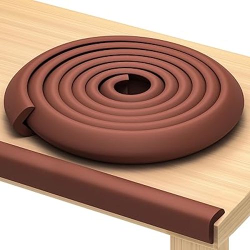 Premium 12ft Edge Protector for Baby, Odorless & Waterproof Edge Protector with 3M Adhesive Tape, Non-Toxic to Baby Proof Corners and Edges, Wall Corner Protector & Desk Edge Cushion Brown