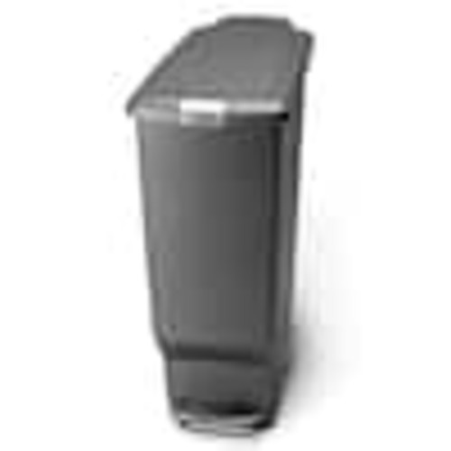 simplehuman 40L Slim Step Kitchen Trash Can, Grey Plastic with Soft-Close Locking Lid CW1363