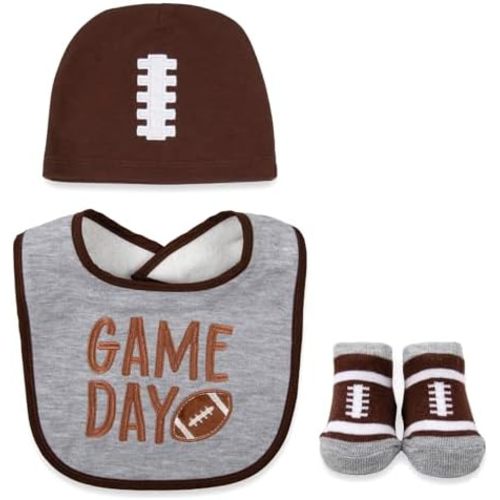 Baby Bib, Booties & Headwear Gift Set – 3 Piece Outfit for Boys & Girls – Halloween, Fall, Thanksgiving, Football & Christmas