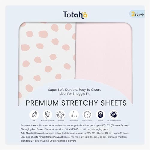 Stretchy Crib Sheets (2-Pack)-Hypoallergenic, Silky Comfort, Buttery Soft, Calming Effect, All-Season Jersey-Knit Sheets, 9'' Extra Deep Pocket