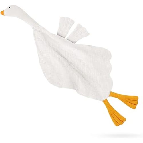 Baby Toys Lovey Blanket Soft Goose Toys for Newborn Essentials 0-6 Months, Sensory Stuffed Animal Security Blanket for Boys and Girls (Goose-White)