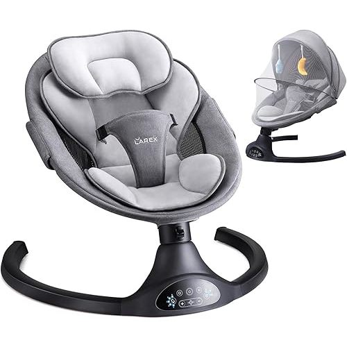 Baby Swing for Infants | Electric Bouncer for Babies,Portable Swing for Baby Boy Girl,Remote Control Indoor Baby Rocker with 5 Sway Speeds,1 Seat Positions,10 Music and Bluetooth (Black)