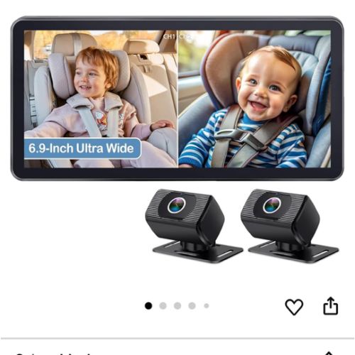 2-Kids Baby Car Camera for Seat: 6.9 Inch Ultrawide Display with Two Cameras Rear Facing - USB Powered Backseat Camera HD 1080P Easy to Install