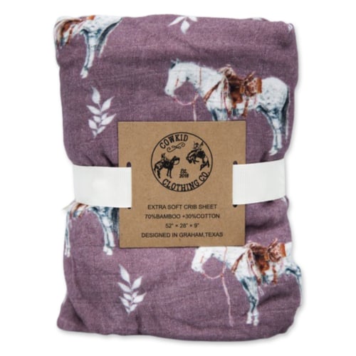 Mauve Ranch Horse Bamboo Muslin Crib Sheet – Cowkid Clothing Company