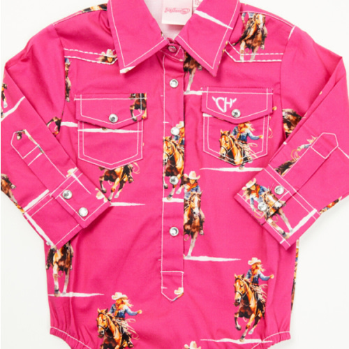 Cowgirl Hardware Infant Girls' Cowgirl Print Long Sleeve Snap Onesie | Boot Barn