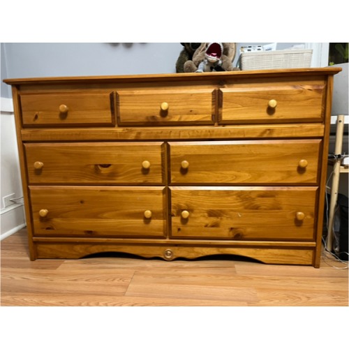 Wooden Dresser & Mirror