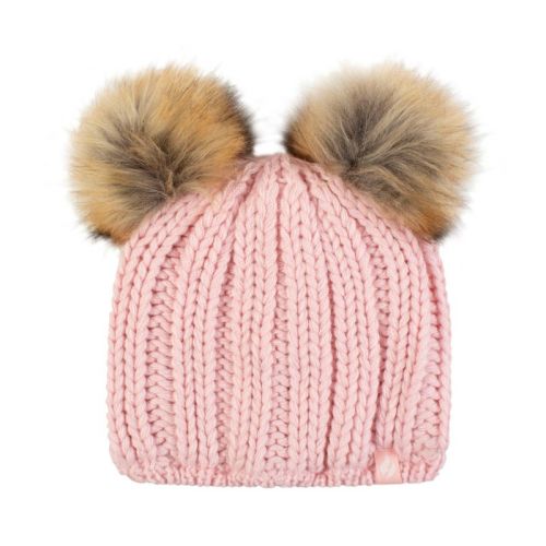 Girls Crystal Mountain Hat with Two Pom Poms | Size Girls 2-6X - Bright Pink