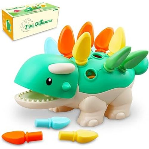 Baby Sensory Toys Toddler Montessori Learning Fine Motor Skills Toy for 6 9 12 18 Month One Year Old Boy Birthday Gift Kid Sorting Stacking Color Recognition Dinosaur Toys Age 1 2 3 4 Educational Toys