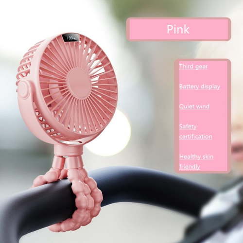 KOMI Portable Stroller Fan for Baby, Rechargeable Battery Operated, 3 Speeds, 360° Rotation, 25db Low Noise,Digital Display, Detachable Flexible Tripod Clip-on Car Seats, Tent, Crib, Treadmill