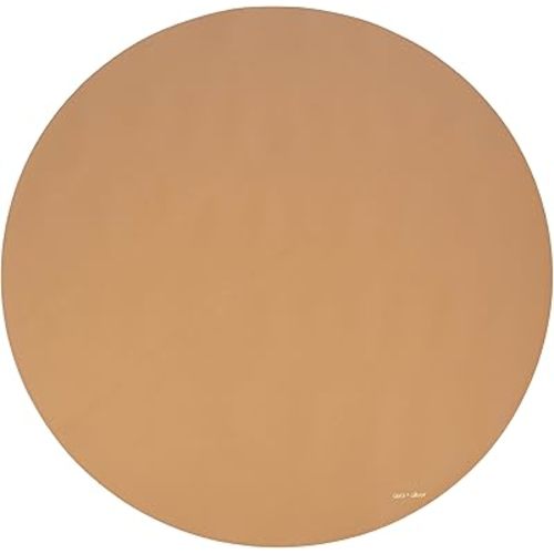 Vegan Leather Multipurpose Play Mat - Indoor Outdoor Picnic Beach or Splat Mat - Waterproof and Sand Proof Foldable Blanket (Circle (53"), Tan)