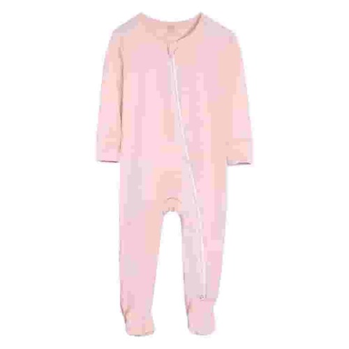 AJIWYH Footies with Zipper, Super Soft One-Piece Jammies, Sleepwear for Babies and Kids Pink,0-3 Months