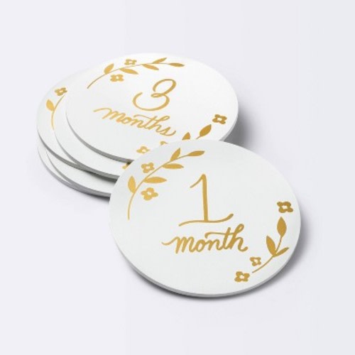 Round Monthly Milestone Cards - Luxe White and Gold - Cloud Island™