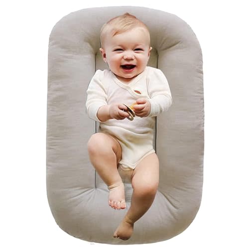 Jeeeun Baby Lounger, Baby Lounger, Baby Lounger for Newborn 0-24 Months Baby Lounger Pillow (Light Grey,93x45cm/36.6x17.7in)
